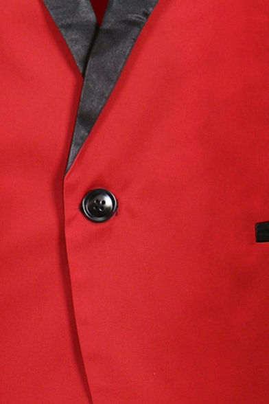 Men Neat Suit Blazer Color Panel Pocket Decorate Button Closure Turn-down Collar Long Sleeves Suit Blazer