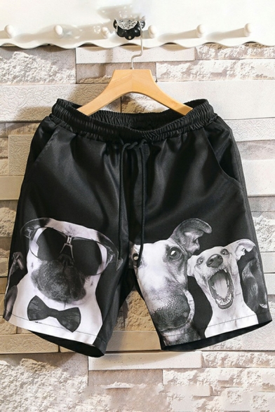 Boys Fashionable Shorts Animals Pattern Elastic Waist Regular Fitted Shorts