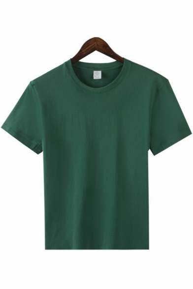 Casual T-Shirt Solid Colored Short Sleeve Crew Neck Loose Fit T-Shirt for Men