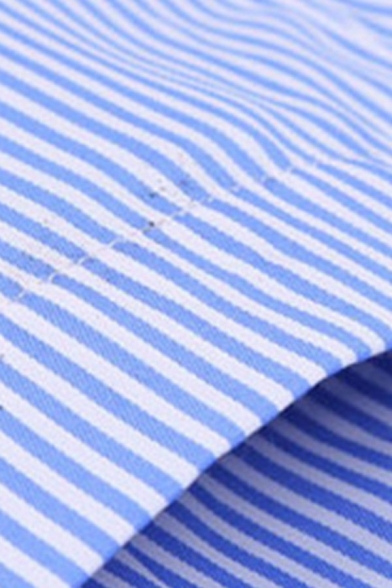 Creative Mens Shirt Stripe Pattern Button Closure Turn-down Collar Long Sleeve Relaxed Shirt