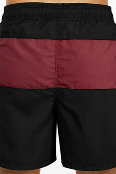 Guys Pop Shorts Color Panel Elasticated Waist Pocket Detailed Loose Fit Shorts