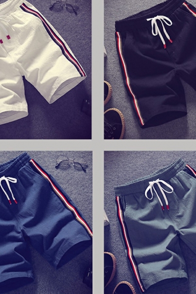 Popular Guy's Shorts Striped Printed Elasticated Waist Pocket Designed Regular Shorts