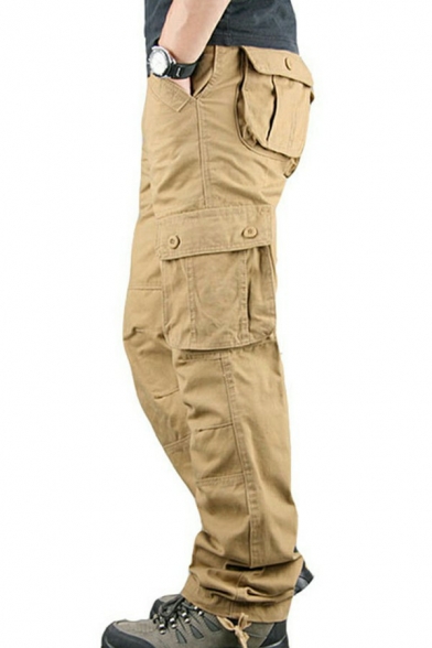 Guys Trendy Pants Whole Colored Flap Pocket Zip Closure Relaxed Cargo Pants