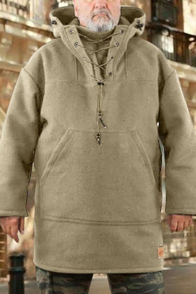 Urban Mens Hoodie Long-sleeved Stand Collar Woolen Material Hoodie
