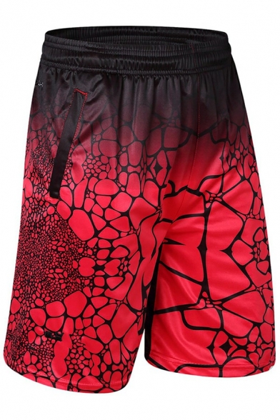 Creative Guy's Shorts Irregular Colorblocked Pocket Designed Elasticated Waist Loose Fitted Shorts
