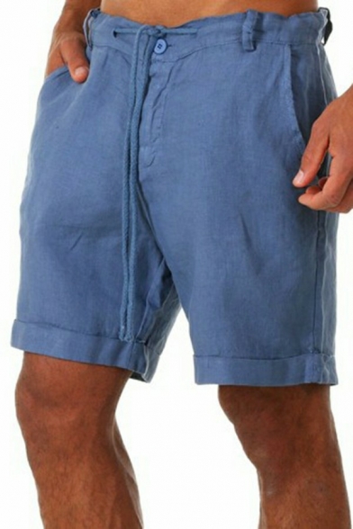Guys Fashion Shorts Plain Zip-up Side Pocket Regular Fit Shorts