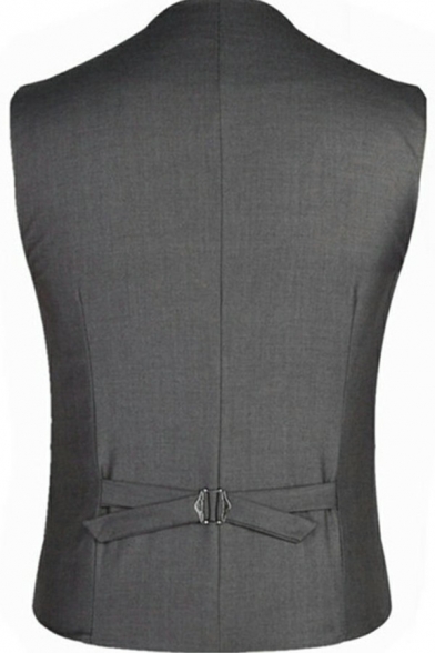 Men Vintage Vest Pure Color Single-Breasted Side Pocket Collar Sleeveless Slim Fit Vest