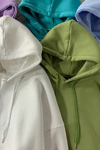 Original Men's Hoodie Pure Color Drawstring Kangaroo Pocket Decorated Long Sleeves Loose Fit Relaxed Hoodie