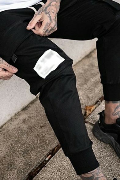 Street Look Pants Whole Colored Pocket Designed Drawcord Waist Regular Pants for Men
