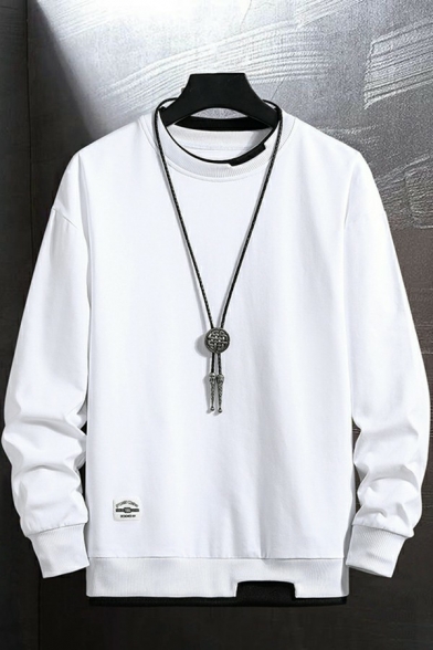 Boyish Mens Sweatshirt Contrast Line Faux Twinset Panel Round Neck Long Sleeves Relaxed Sweatshirt