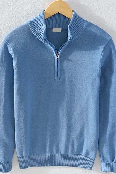 Freestyle Guys Sweater Plain Zipper Design Long Sleeved Pullover Sweater