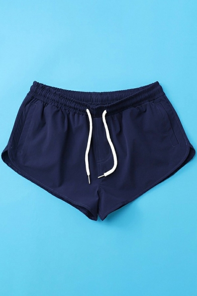 Men Athletic Shorts Plain Pocket Detailed Drawstring Elasticated Waist Regular Fit Shorts