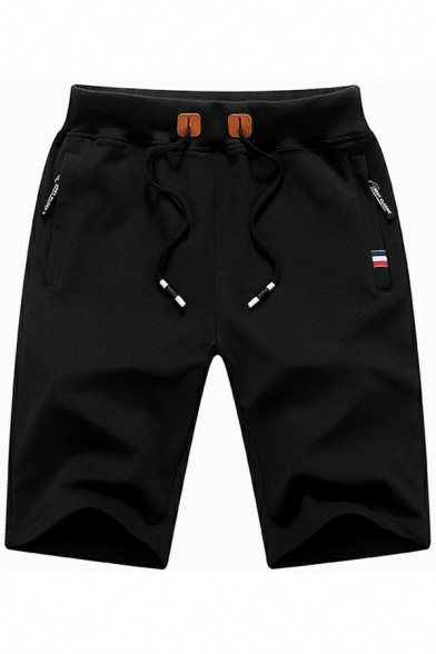 Metrosexual Mens Shorts Plain Drawstring Waist Zip Detail Regular Shorts
