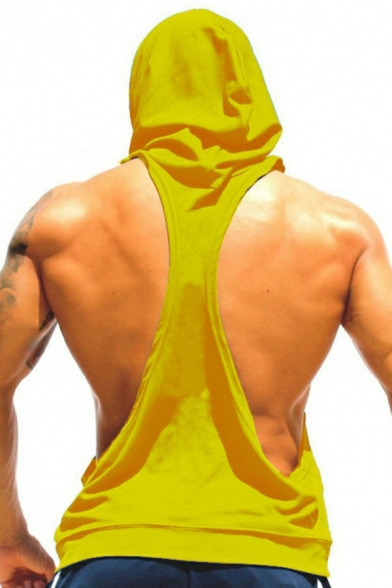 Trendy Vest Solid Color Hooded Kangaroo Pocket Regular Fitted Tank Top for Men