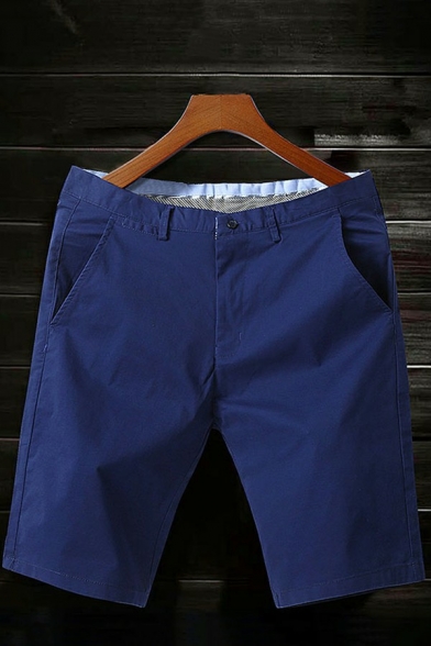 Vintage Guys Shorts Solid Zip-up Pocket Detailed Regular Fit Shorts
