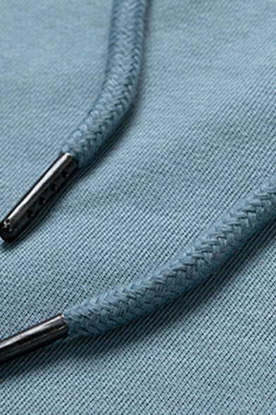 Basic Guy's Hoodie Pure Color Drawstrings Kangaroo Pocket Pocket Long Sleeves Loose Fit Zipper Decoration Hoodie