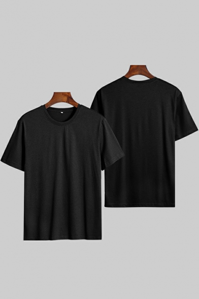 Chic Tee Top Solid Round Neck Short Sleeves Relaxed T-Shirt for Men