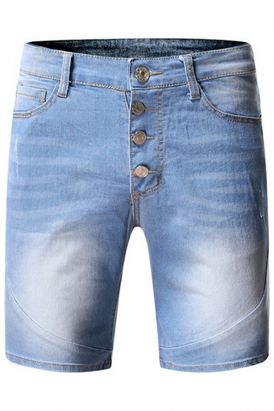 Boys Fancy Jeans Pocket Designed Mid Waist Over the Knee Length Button Fly Jeans