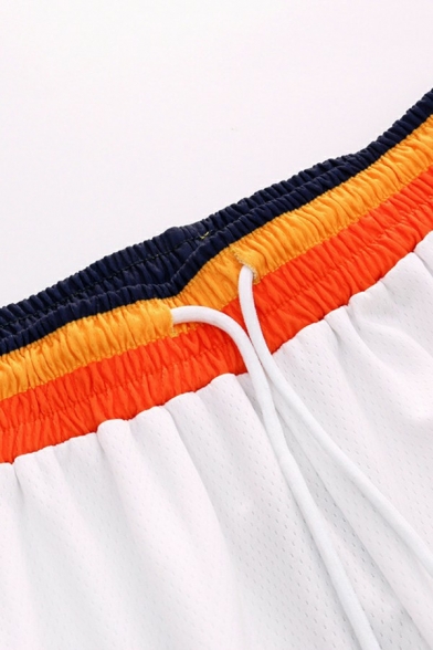 Popular Mens Shorts Lightning Printed Drawstring Elastic Waist Mid Rise Loose Fit Shorts