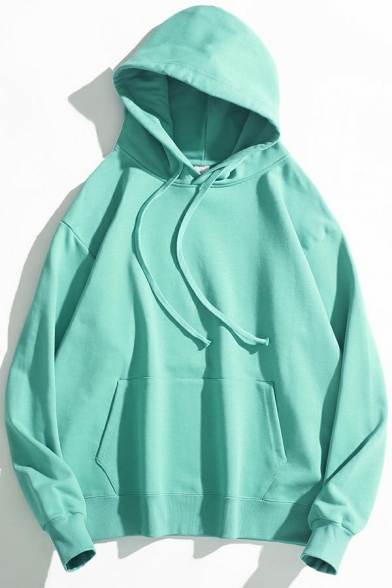 Fashion Hoodie Solid Color Drawstring Kanga Pocket Long-sleeved Oversized Hoodie for Men