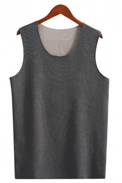 Sporty Men's Tank top Solid Color Crew Neck Sleeveless Skinny Fit Tank