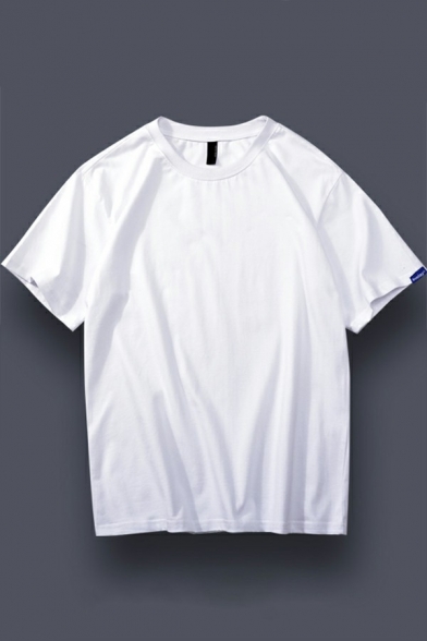Basic Men's T-Shirt Pure Color Loose Fit Short-Sleeved Round Neck T-Shirt