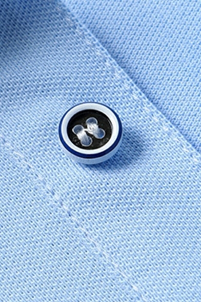 Sportive Men's Polo Shirt Contrast Trim Button Detailed Collar Short-sleeved Regular Polo Shirt