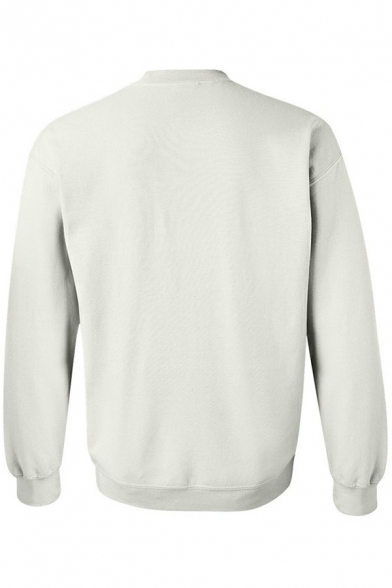 Street Style Mens Sweatshirt Pure Color Long-sleeved Fashion Pullover Sweatshirt