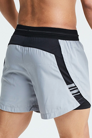 Leisure Men's Shorts Double Layers Elasticated Waist Mid Rise Slim Shorts