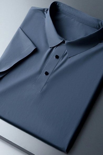 Modern Polo Shirt Plain Short Sleeves Regular Fit Tee for Men