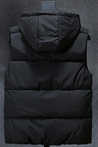 Stylish Drawstring Vest Camo Pattern Button Up Hooded Loose Fit Vest for Men