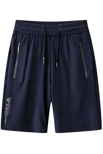 Popular Mens Shorts Zipper Pockets Design Drawstring Elastic Waist Straight Fit Shorts