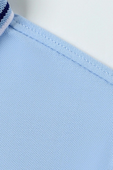 Sportive Men's Polo Shirt Contrast Trim Button Detailed Collar Short-sleeved Regular Polo Shirt