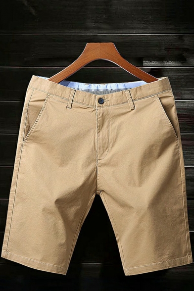 Vintage Guys Shorts Solid Zip-up Pocket Detailed Regular Fit Shorts