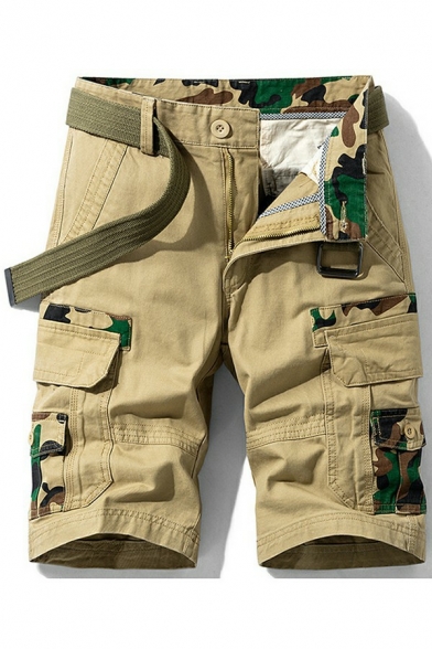 Casual Men's Cargo Shorts Camo Printed Flap Pockets Mid Rise Regular Fit Shorts