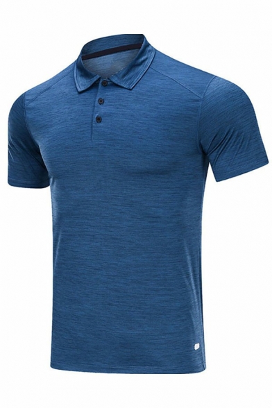 Classic Guys Polo Shirt Whole Colored Button Detailed Short-sleeved Lapel Collar Relaxed Polo Shirt