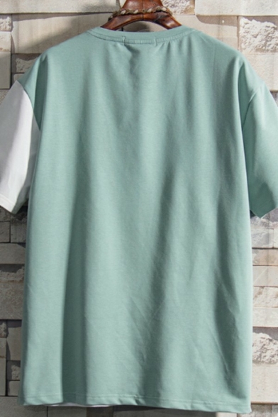 Leisure T-Shirt Cartoon Cat Print Round Neck Short-Sleeved Loose Fit T-Shirt for Men