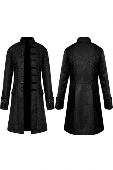 Popular Jacket Pure Color Single Breasted Long-Sleeved Stand Collar Pockets Detail Regular Fitted Jacket for Men