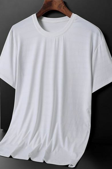 Soft T-Shirt Plain Crew Neck Short Sleeve Regular Fitted T-Shirt for Men