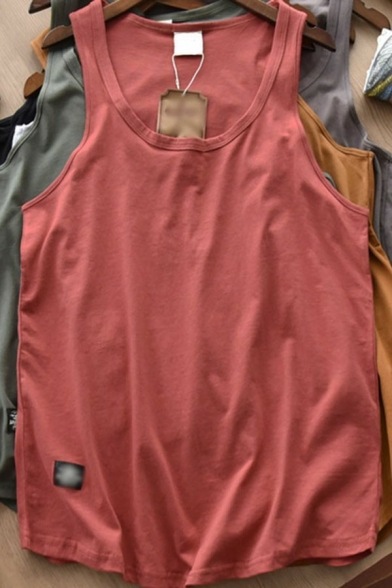 Urban Guys Tank Pure Color Scoop Neck Sleeveless Loose Fit Tank