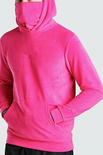 Basic Designed Guys Hoodie Solid Color Front Pocket Long-sleeved Regular Fit Hoodie