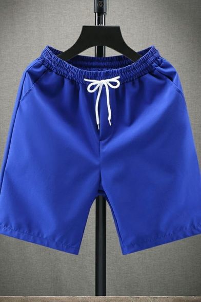 Casual Mens Shorts Plaid Printed Drawstring Elastic Waist Mid-Rised Straight Fit Shorts