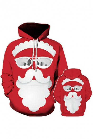 Fashionable Boy's Hoodie 3D Christmas Cartoon Pattern Front Pocket Long Sleeves Regular Drawstring Hoodie