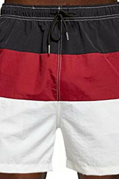 Guys Pop Shorts Color Panel Elasticated Waist Pocket Detailed Loose Fit Shorts