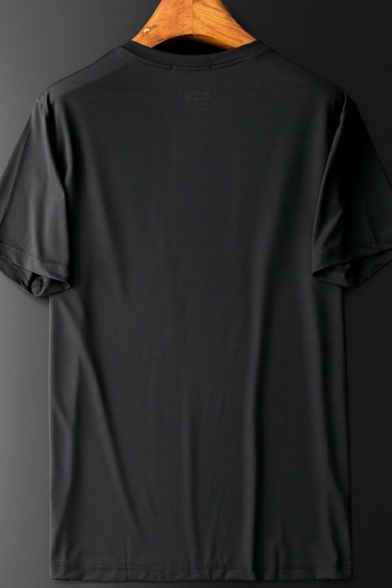 Men Fancy Tee Shirt Plain Round Collar Short Sleeves Relaxed Fit T-Shirt