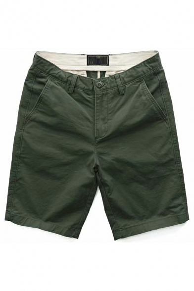Popular Boys Shorts Mid-Rised Pure Color Pocket Detail Straight Fit Cargo Shorts