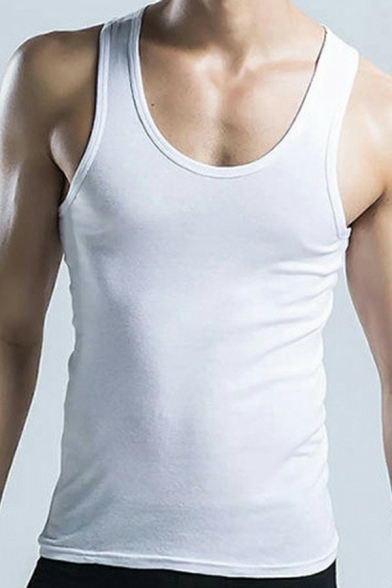 Teenagers Leisure Plain Vest Top Crew Neck Sleeveless Slim Fitted Comfortable Tank Top