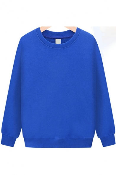 Basic Men's Pure Color Sweatshirt Long Sleeves Crew Neck Regular Fit Relaxed Pullover Sweatshirt