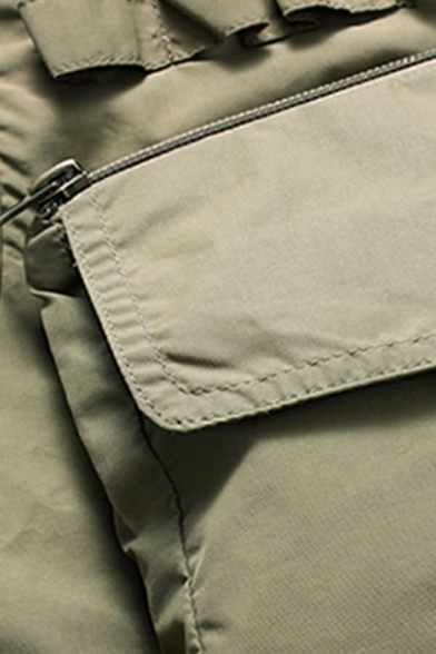 Guys Novelty Vest Solid Flap Pocket Zip Fly V-Neck Loose Fit Vest