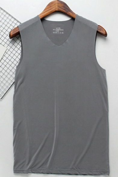 Chic Solid Tank Top V-Neck Sleeveless Relaxed Fitted Vest Top for Guys